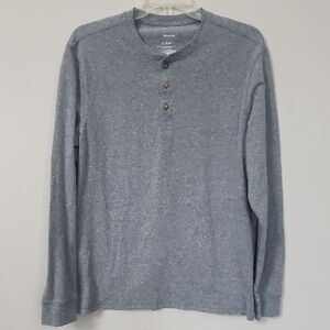 Sonoma Shirt Men's L Slim Heather Gray 3 Button Knit Henley Base Layer Casual